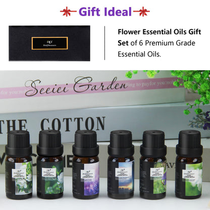 ap airpleasure Flower Essential Oils Set (6x10ml) – Gardenia, Magnolia, Shangri-La, Jasmine, White Tea, Lavender