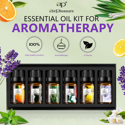 ap airpleasure Refresh Essential Oils Set — 6x10ml for Diffuser, Humidifier & Aromatherapy