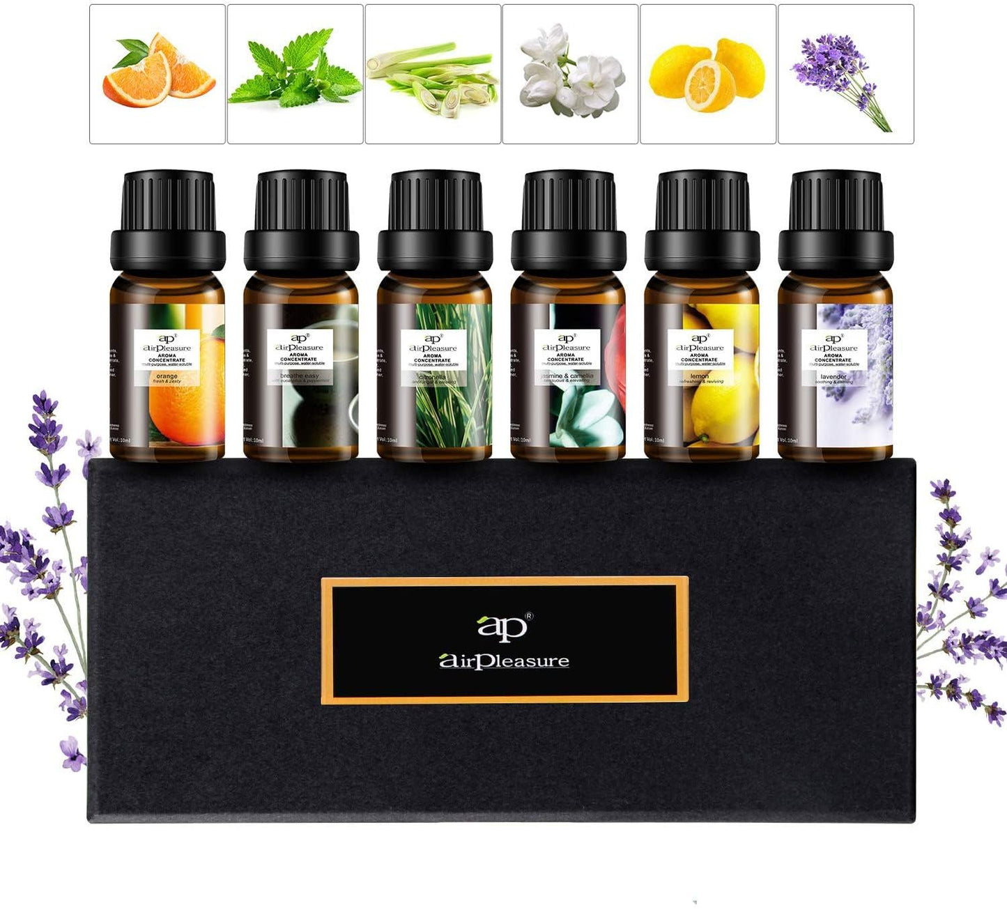 ap airpleasure Refresh Essential Oils Set — 6x10ml for Diffuser, Humidifier & Aromatherapy