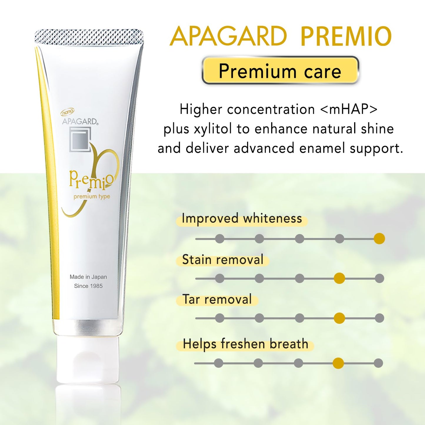 APAGARD Premio Nano-Hydroxyapatite Toothpaste – Fluoride-Free, 105 g (3.7 oz) | Double Mint