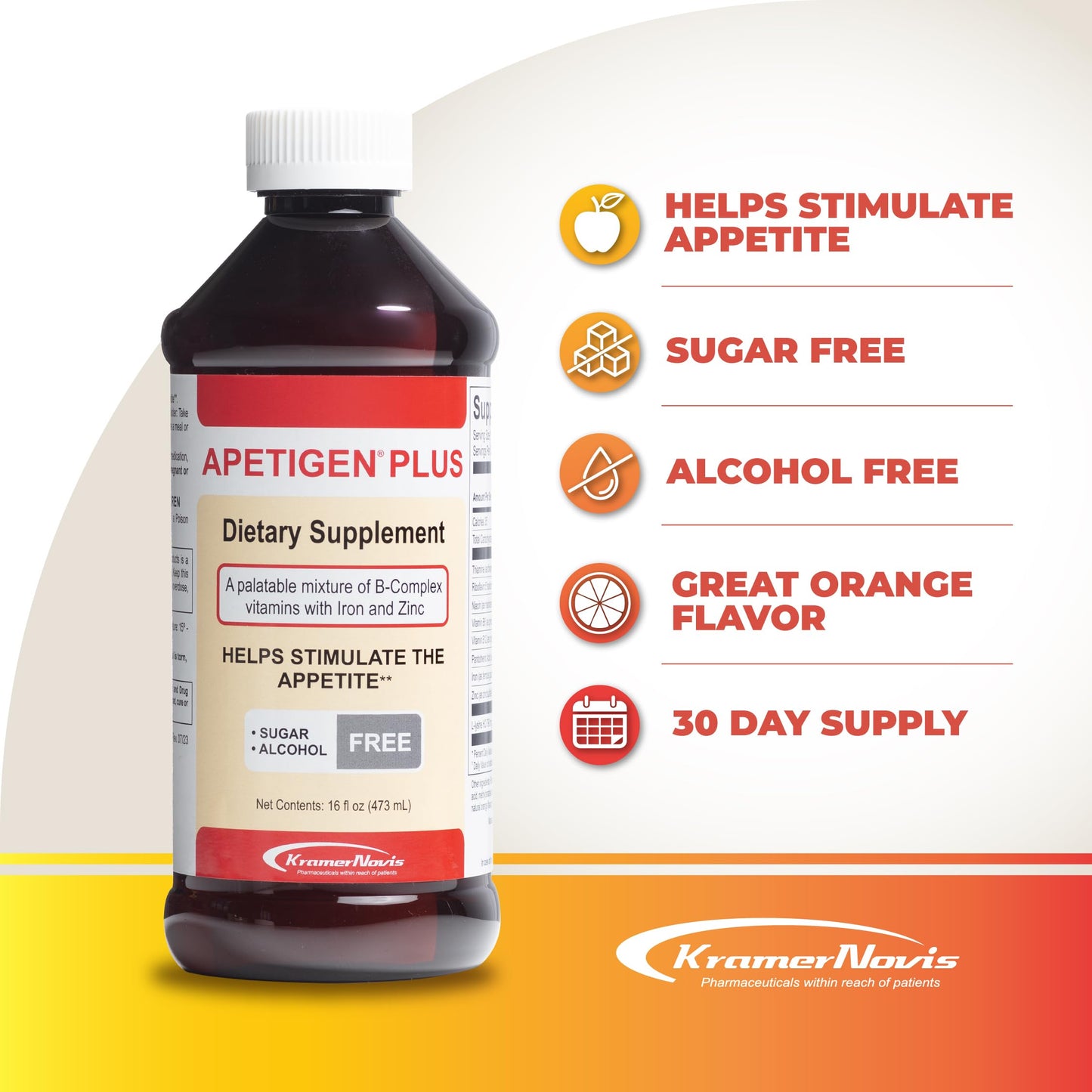 Apetigen-Plus Appetite Booster – Sugar-Free Orange Liquid (16 oz)