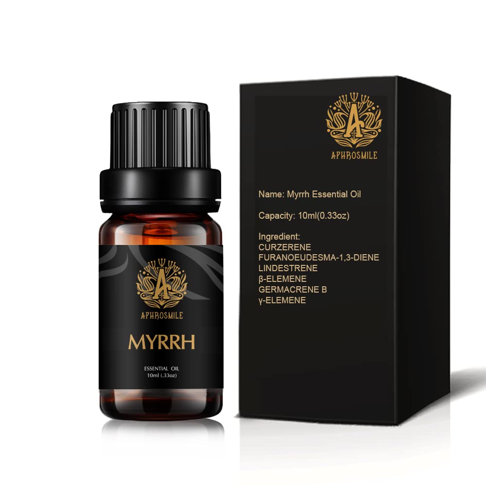 Aphrosmile Myrrh Essential Oil - 100% Pure, Organic Therapeutic-Grade (10mL)