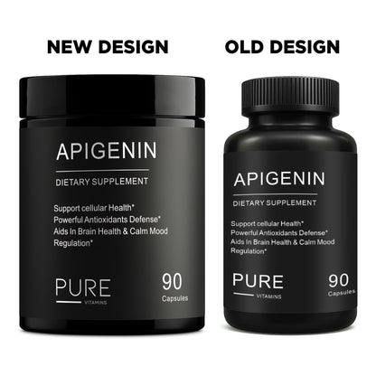 Pure Vitamins Ultra Apigenin 50mg – 90 Capsules | Sleep, Stress & Brain Support | Non-GMO, Gluten-Free | Made in USA