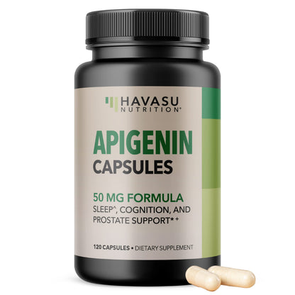 Apigenin Capsules 50mg - 120 Count | Vegan, Non-GMO, Sleep & Cognitive Support