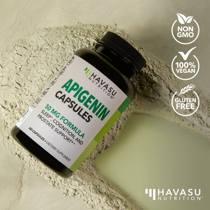 Apigenin Capsules 50mg - 120 Count | Vegan, Non-GMO, Sleep & Cognitive Support