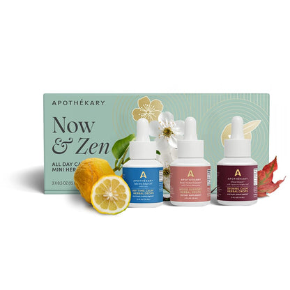 Apothékary Now & Zen Starter Set – 3 Mini Herbal Drops, Non-Alcoholic 15ml