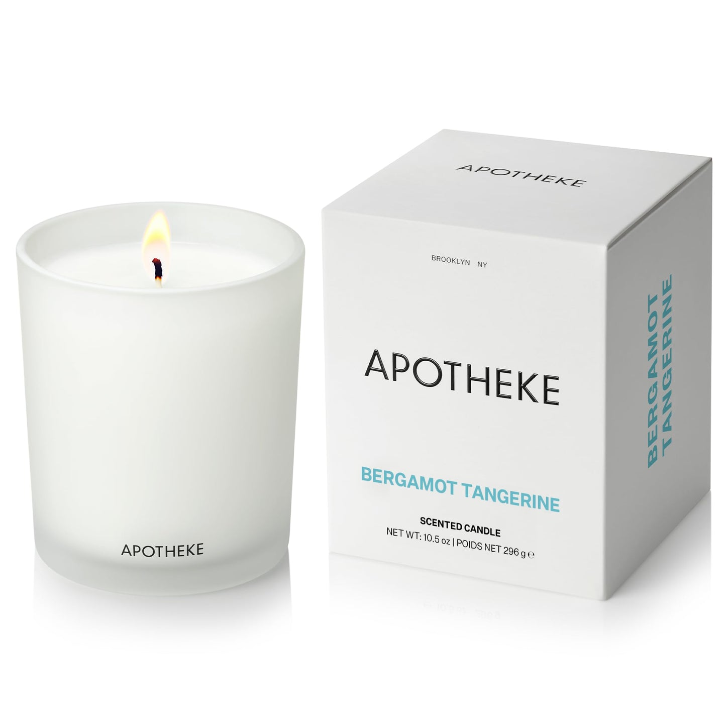 APOTHEKE Signature Bergamot Tangerine Candle – 10.5 oz Soy Wax, Non-Toxic, Large White Jar | Luxury Gift for Women & Men