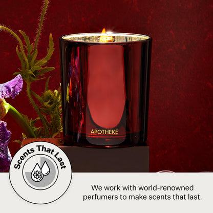 Apotheke Bitter Cherry Signature Scented Candle – 10.5 oz Soy Wax, Non-Toxic, Large Jar | Cardamom, Oud, Patchouli