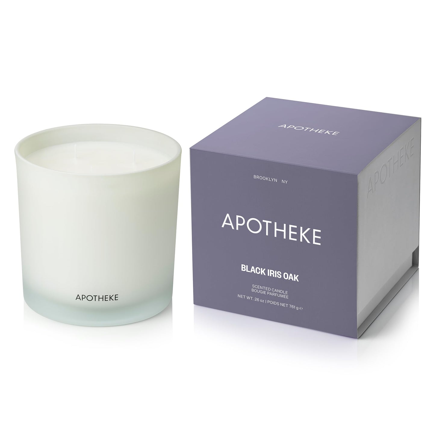 APOTHEKE 3-Wick Scented Candle – Black Iris Oak, 26 oz Soy Jar | Aromatherapy Gift