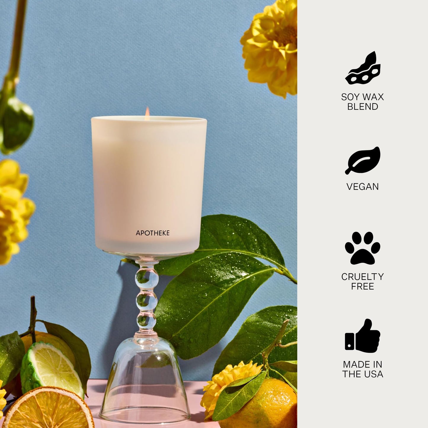 APOTHEKE Signature Bergamot Tangerine Candle – 10.5 oz Soy Wax, Non-Toxic, Large White Jar | Luxury Gift for Women & Men