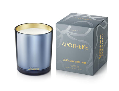 Apotheke Cardamom Chestnut Soy Candle | 10.5 oz Blue Jar - Non-Toxic
