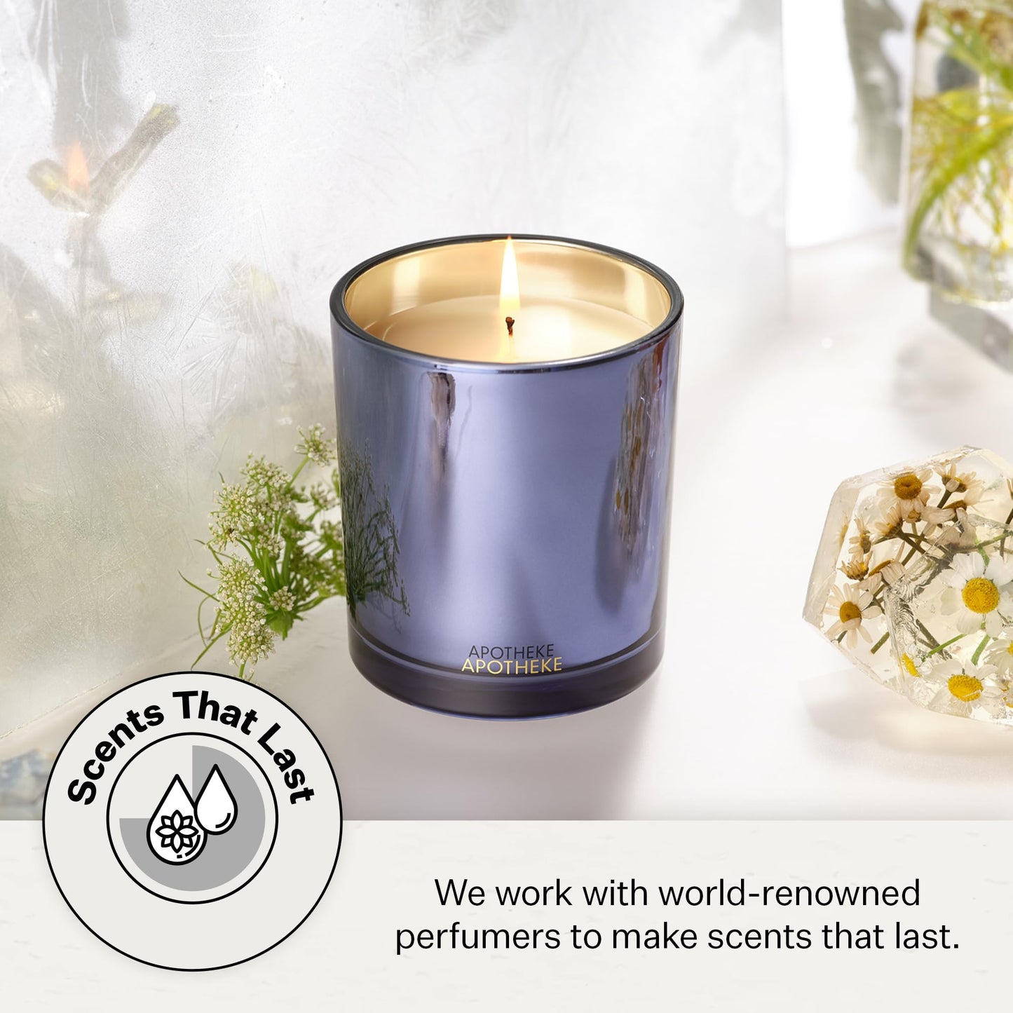 Apotheke Cardamom Chestnut Soy Candle | 10.5 oz Blue Jar - Non-Toxic