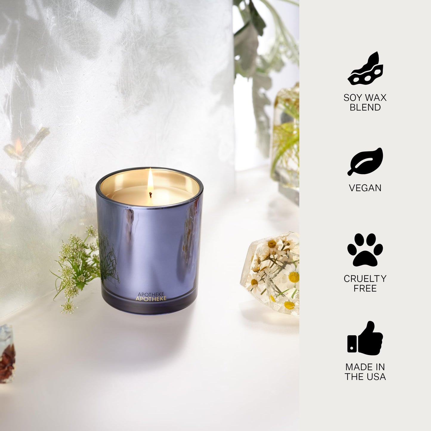 Apotheke Cardamom Chestnut Soy Candle | 10.5 oz Blue Jar - Non-Toxic