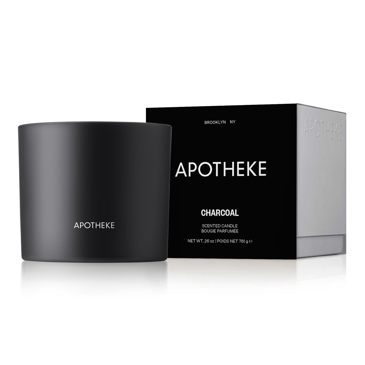 Apotheke Charcoal 3-Wick Candle – 26 oz Soy Jar with Cedarwood, Sandalwood, Oud & Amber