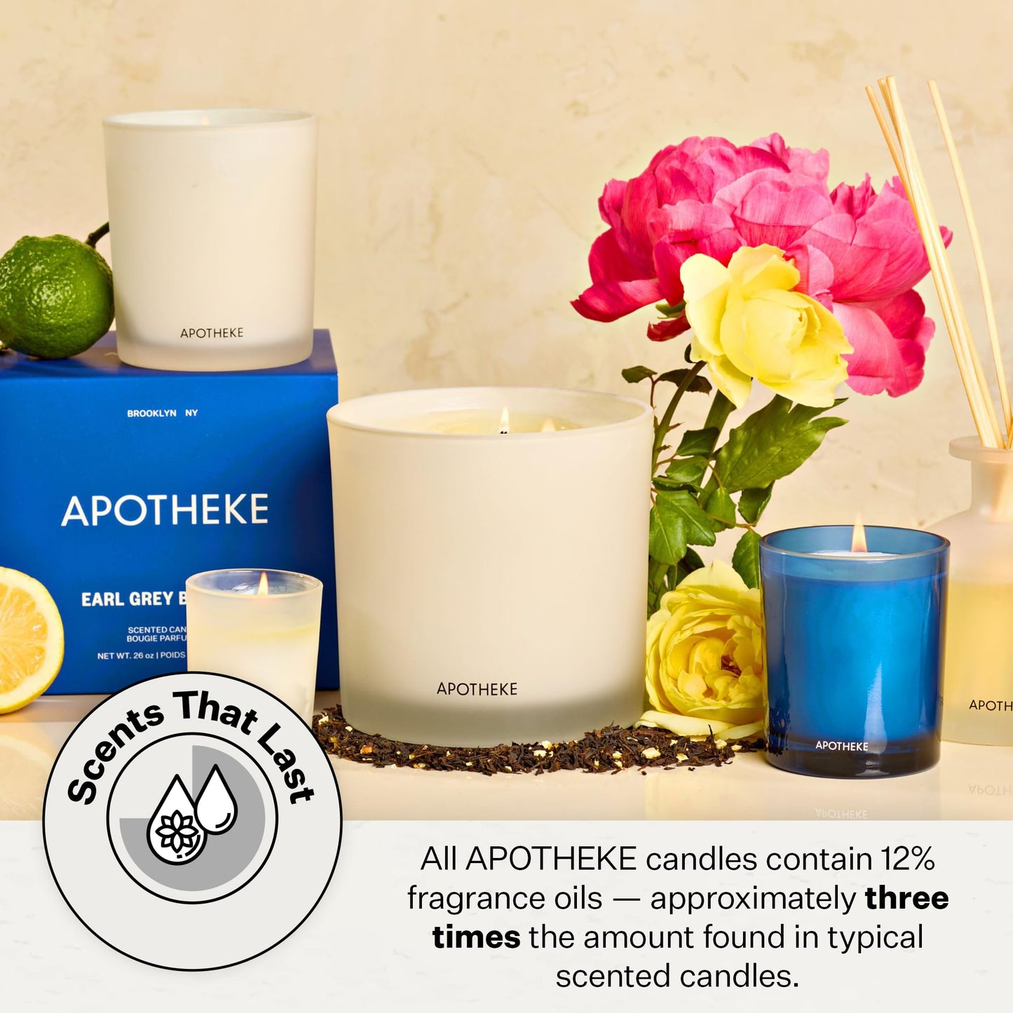 Apotheke Earl Grey Bitters Petite Candle | Luxury Soy Wax, 5 oz