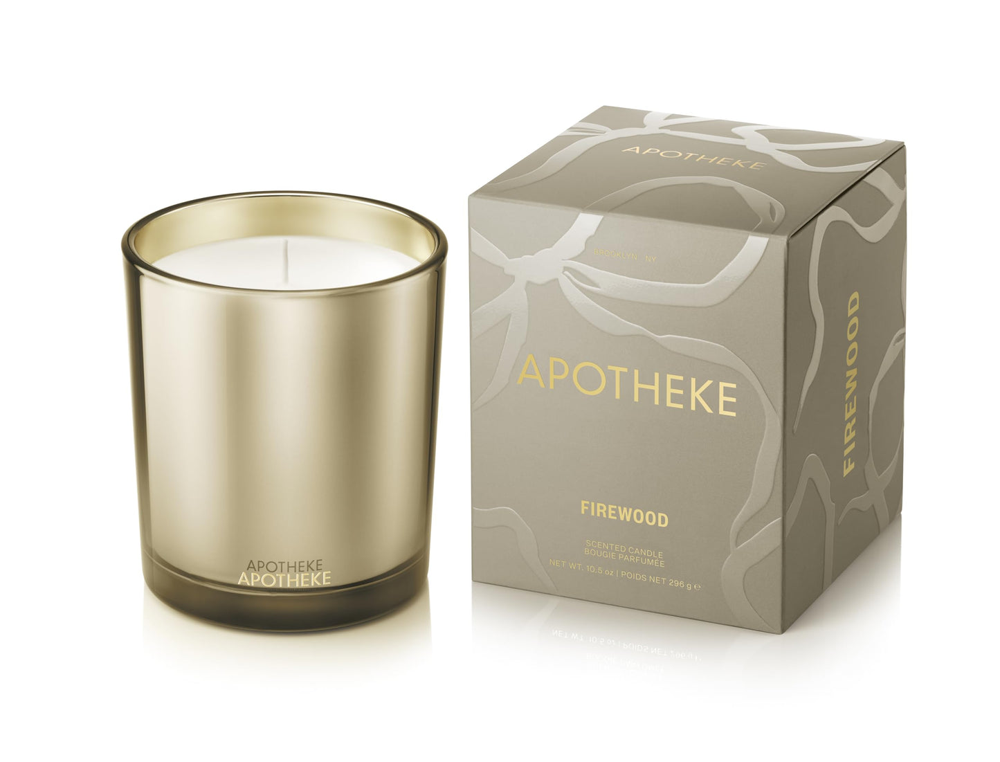 Apotheke Firewood Signature Candle – 10.5 oz Soy Wax Jar, Long-Lasting Fall Scent with Perfume-Grade Oils