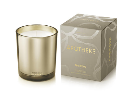 Apotheke Firewood Signature Candle – 10.5 oz Soy Wax Jar, Long-Lasting Fall Scent with Perfume-Grade Oils