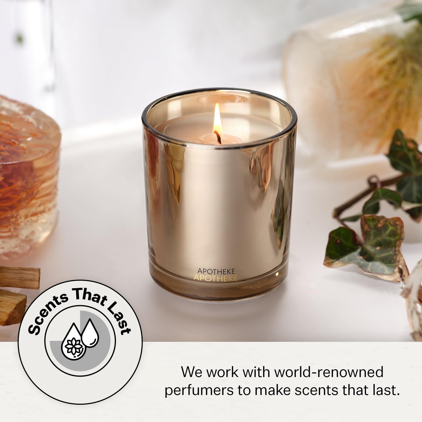 Apotheke Firewood Signature Candle – 10.5 oz Soy Wax Jar, Long-Lasting Fall Scent with Perfume-Grade Oils