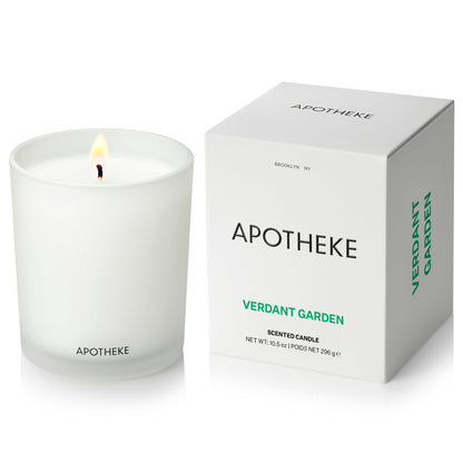 APOTHEKE Verdant Garden 10.5 oz Soy Candle | Cedarwood, Fig, Jasmine, Coconut