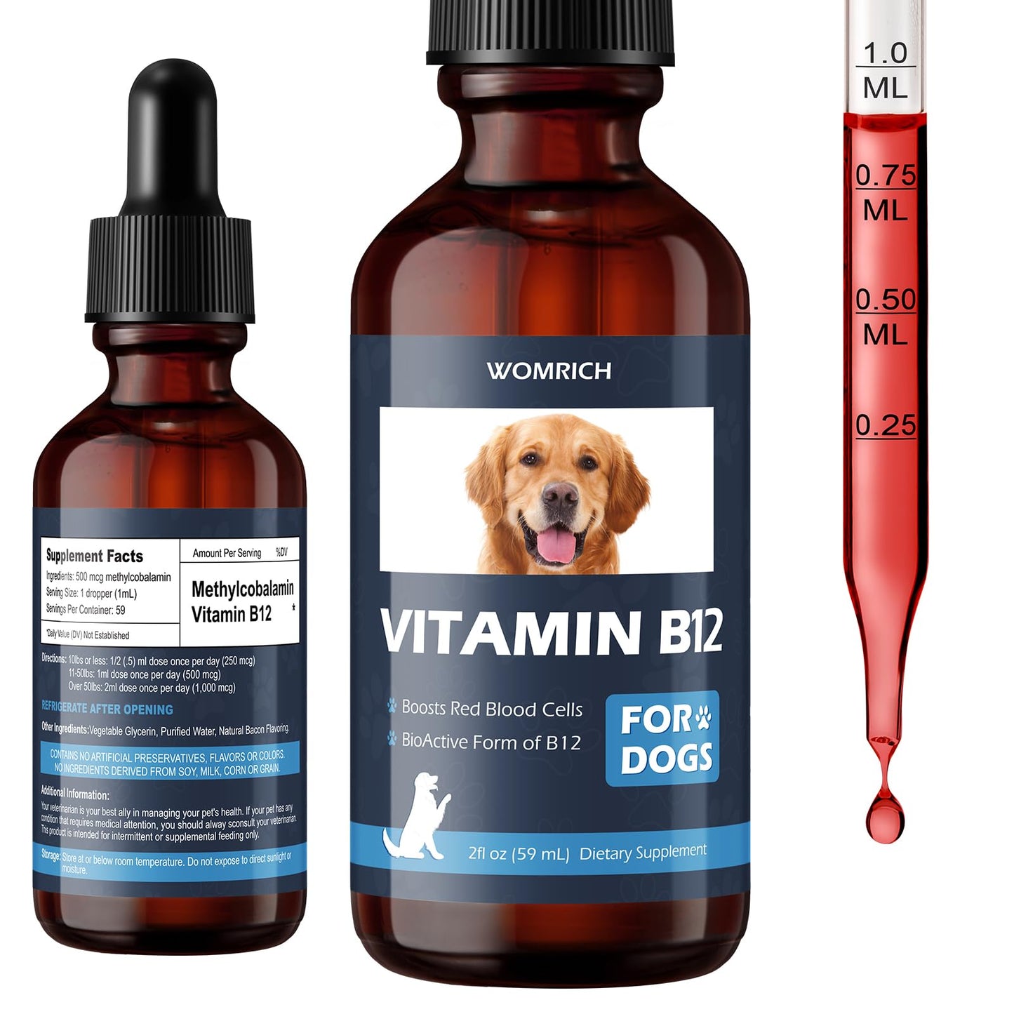 Appetite Stimulant Vitamin B12 for Dogs | Methylcobalamin (Methyl B12) 2 fl oz