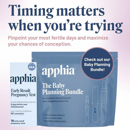Apphia 10 Pack Early Detection Pregnancy Test – Midstream hCG Strips – Made in USA