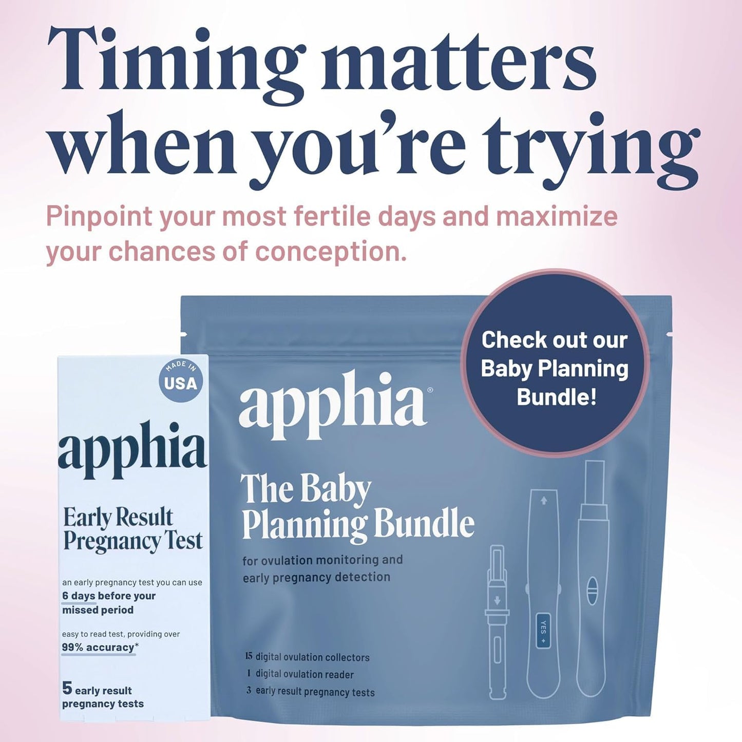 Apphia Early Detection Pregnancy Test - 6 Days Sooner | Midstream hCG Strips | Made in USA (Pack of 5)