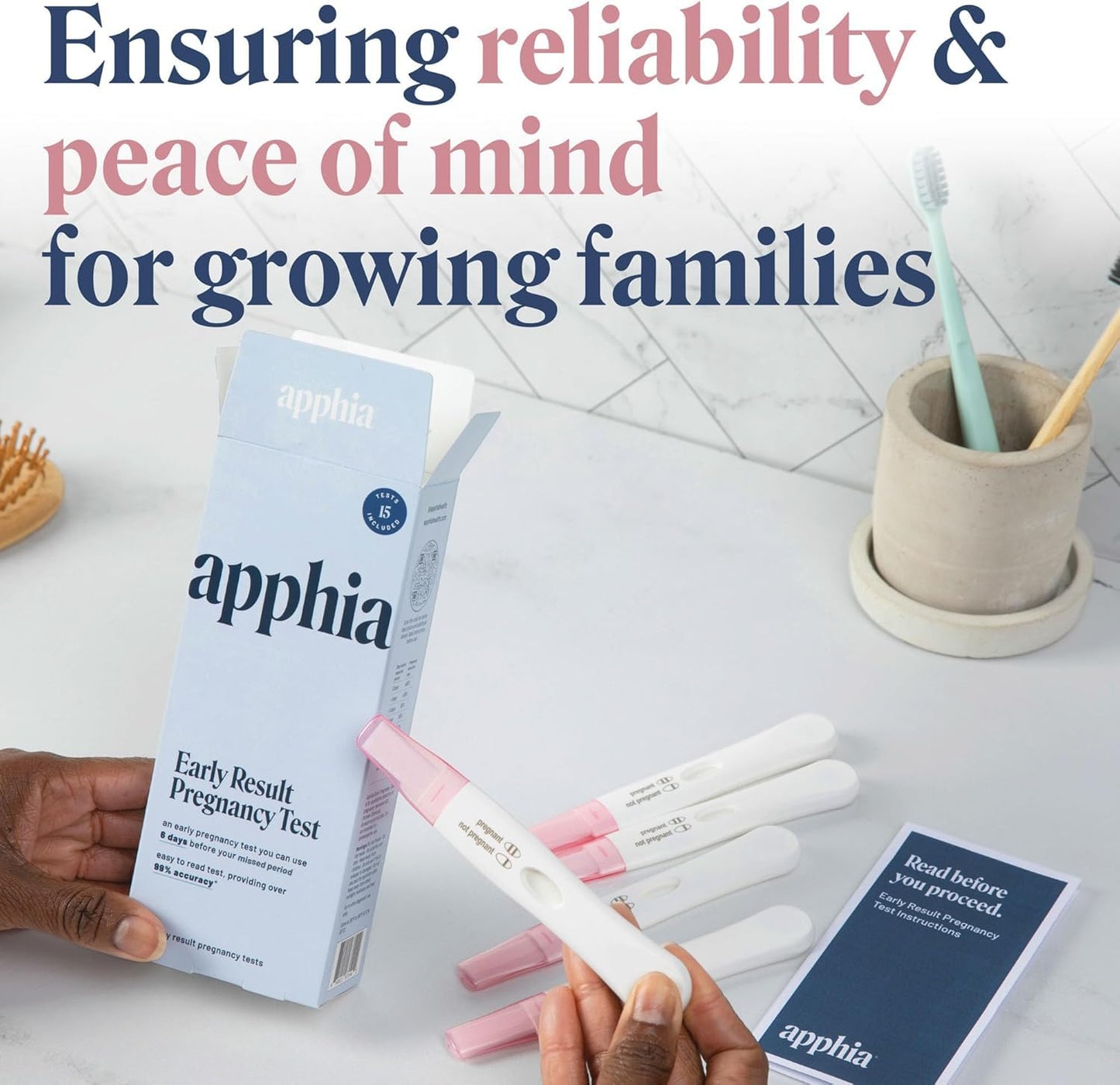 Apphia Early Detection Pregnancy Test – 6 Days Sooner, Midstream hCG Strips, 15 Tests, Made in USA