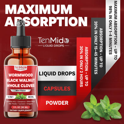 Tenmido 13in1 Wormwood Tincture - 30 Days Supply, 1 Fl Oz