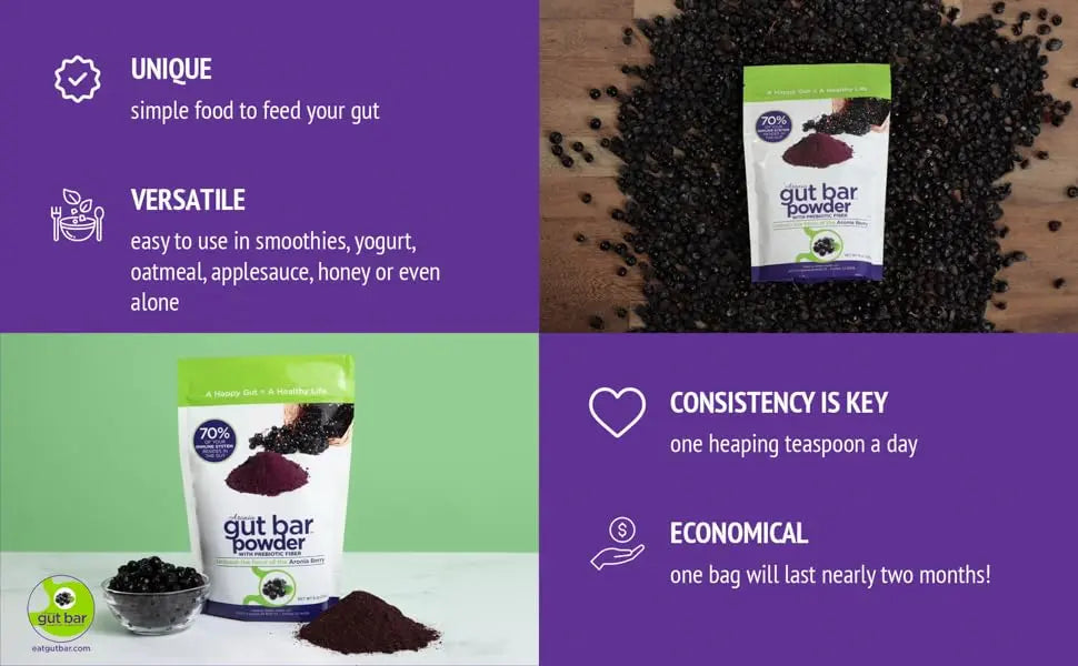 GUT BAR Aronia Powder | Aronia Berry Powder | 52 Servings | Digestive Support & Gut Health BritishVita | Premium UK Vitamins & Wellness Supplements