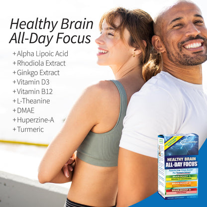 Applied Nutrition Healthy Brain All-Day Focus – 50 Tablets Pack of 2 | 3-in-1 Brain Booster with Turmeric