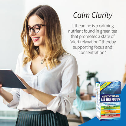 Applied Nutrition Healthy Brain All-Day Focus - 50 Tablets - 3-in-1 Brain Booster with Turmeric