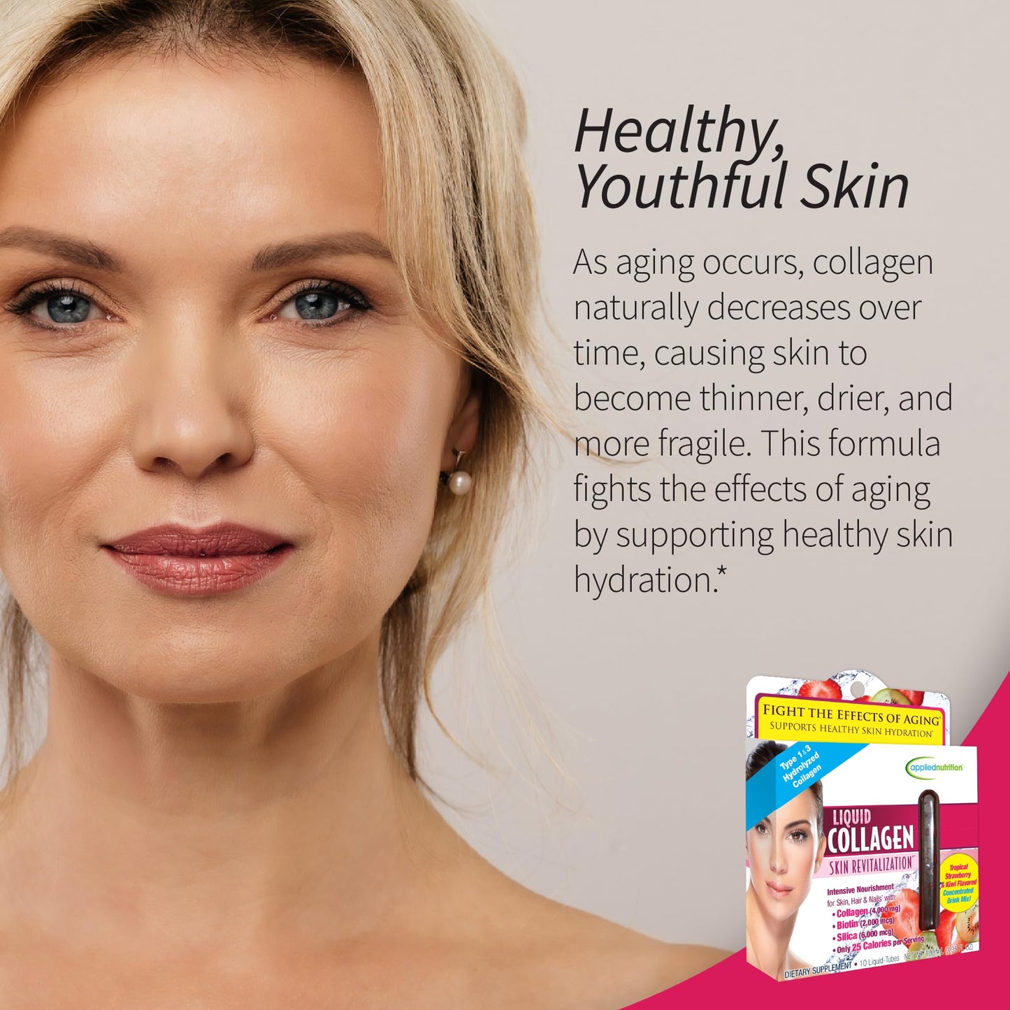 Applied Nutrition Liquid Collagen Skin Revitalization – 2x10 Tubes (Tropical Strawberry Kiwi)