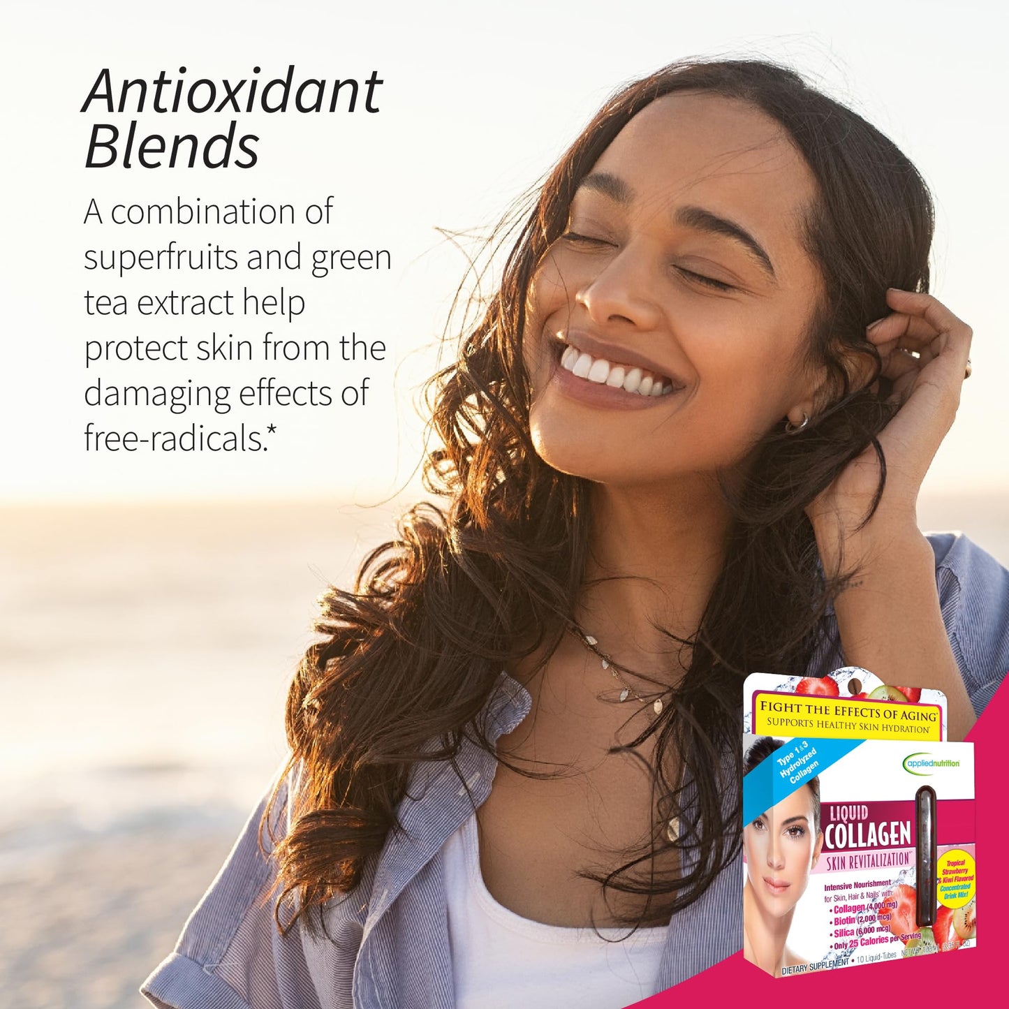 Applied Nutrition Liquid Collagen Skin Revitalization – 2x10 Tubes (Tropical Strawberry Kiwi)