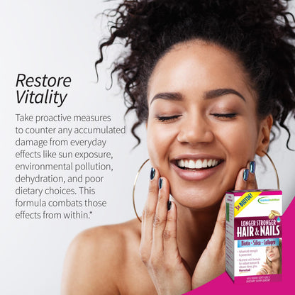Applied Nutrition Longer Stronger Hair & Nails – 60 Liquid Soft-Gels per Bottle, Pack of 4, 120 Servings