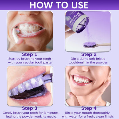 3Pcs Purple Teeth Whitening Powder – Purple Brightening, No Sensitivity, Fresh Mint