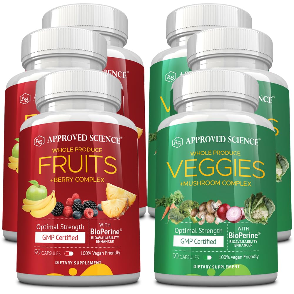 Approved Science Fruits & Veggies – 42-Item Whole Fruit & Veggie Supplement (270 Capsules) | 3-Month Supply