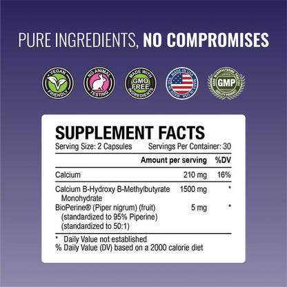 Approved Science HMB - 1500 mg per Serving | 60 Vegan Capsules (Pack of 3)