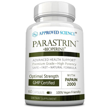 Approved Science Parastrin – 60 Vegan Capsules with Black Walnut, Garlic, Papain 2000 & BioPerine BritishVita | Premium UK Vitamins & Wellness Supplements