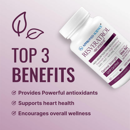 Approved Science® Resveratrol 1000 mg Trans-Resveratrol | 60 Vegan Capsules | Bioperine® | 98% Purity