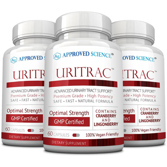 Uritrac UTI Support by Approved Science – Cranberry, D-Mannose, Lingonberry (Vegan) – 60 Capsules x3 BritishVita | Premium UK Vitamins & Wellness Supplements