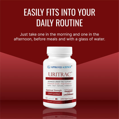 Approved Science Uritrac UTI Support - Cranberry, D-Mannose, Lingonberry | 60 Capsules Pack of 2