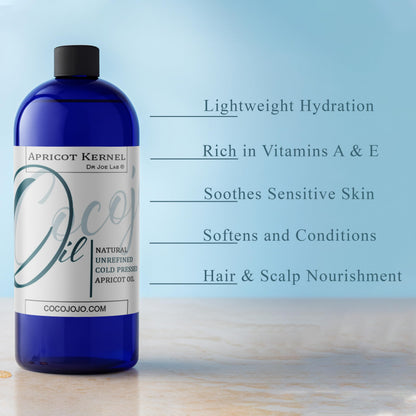 Apricot Kernel Oil - Pure Unrefined Cold-Pressed (32 oz) - Vegan, Non-GMO