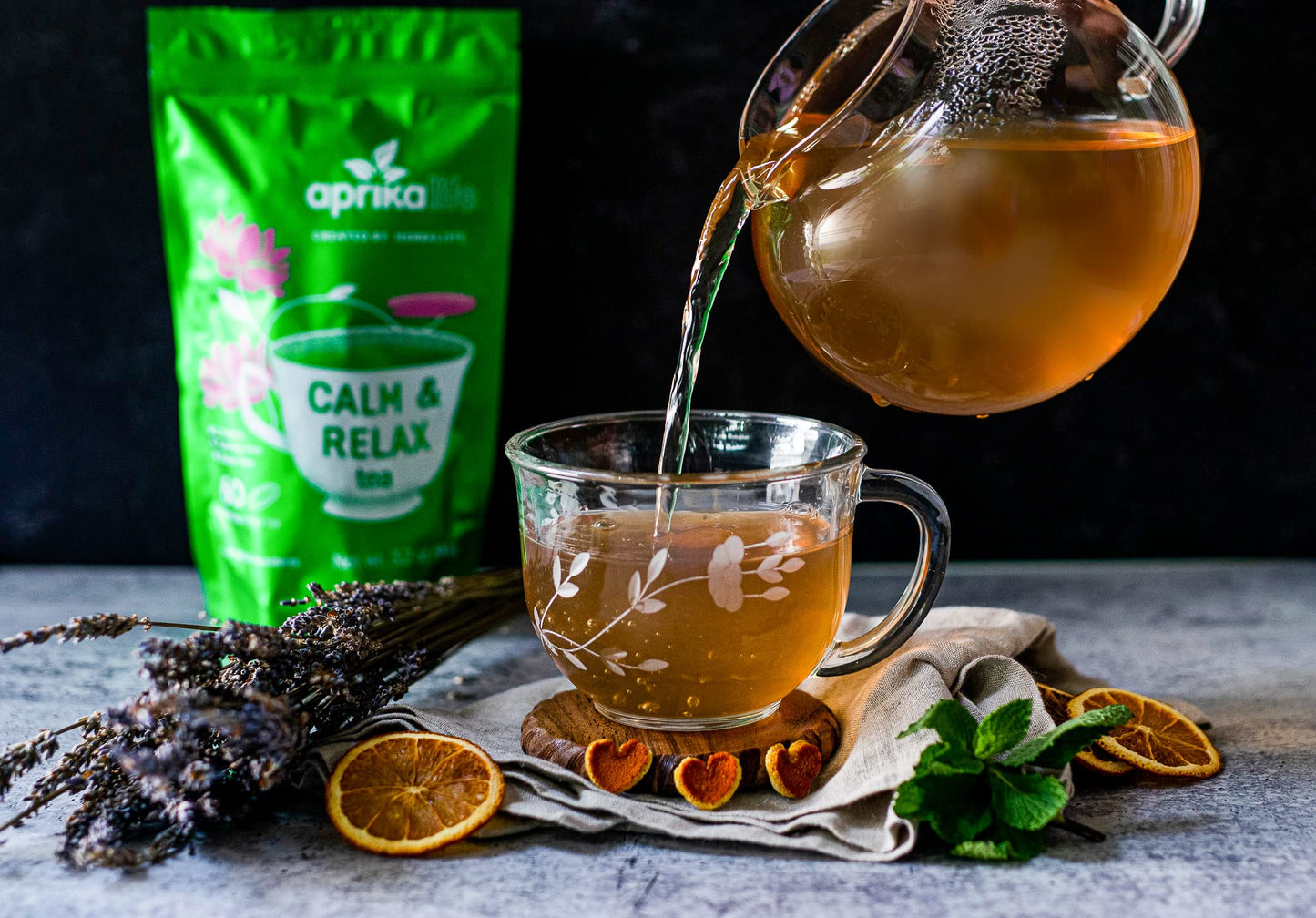 AprikaLife Calm & Relax Herbal Tea – Chamomile, Peppermint & Lavender (60 Tea Bags)