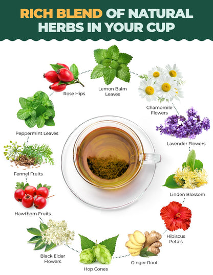 AprikaLife Calm & Relax Herbal Tea – Chamomile, Peppermint & Lavender (60 Tea Bags)