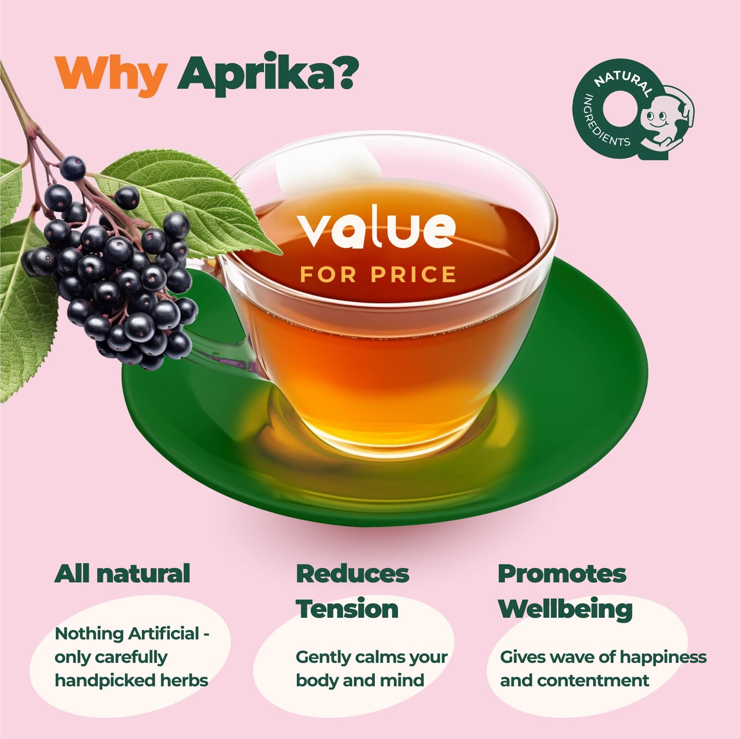 AprikaLife Calm & Relax Herbal Tea – Chamomile, Peppermint & Lavender (60 Tea Bags)
