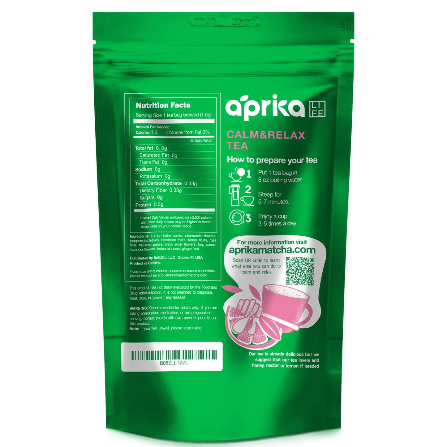 AprikaLife Calm & Relax Herbal Tea – Chamomile, Peppermint & Lavender (60 Tea Bags)