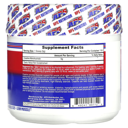 APS Pure Creatine Monohydrate 500g – Creapure, No Loading