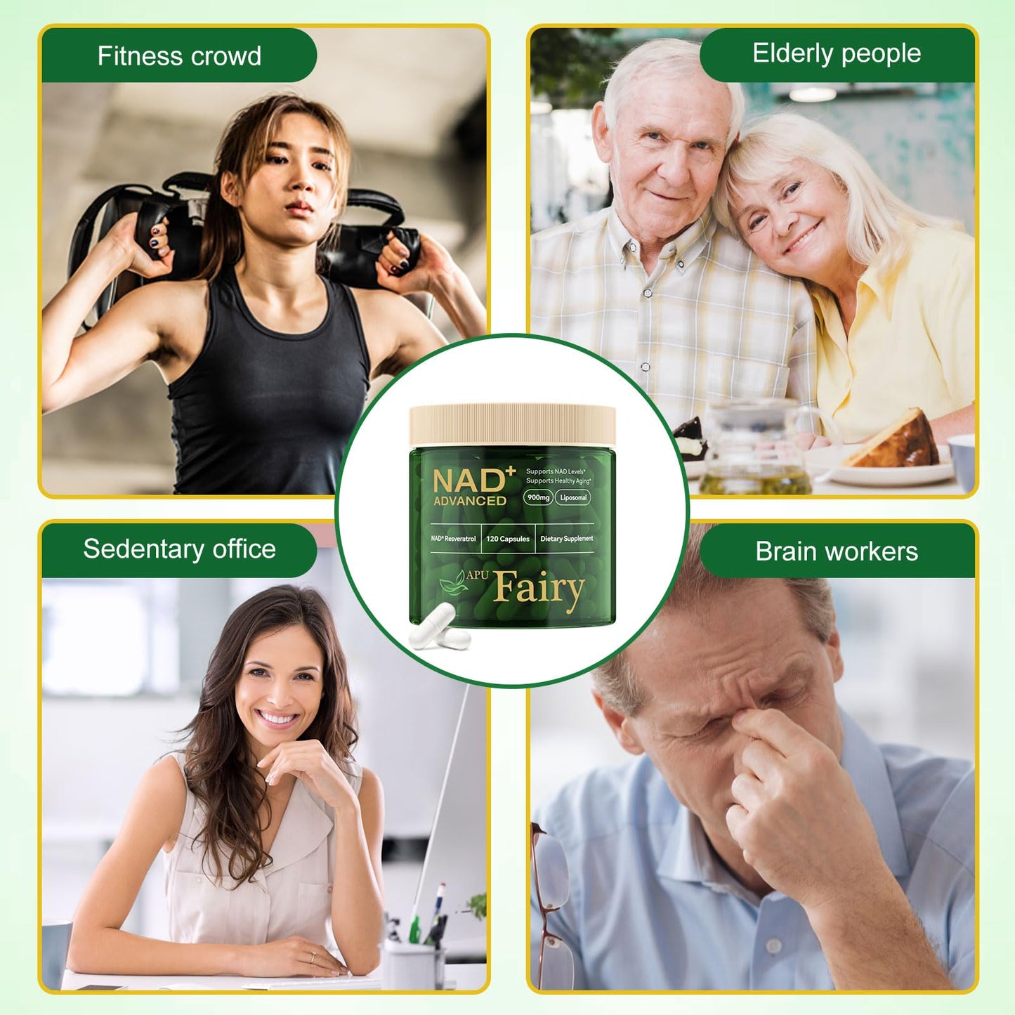 APU.FAIRY NAD Supplement - Liposomal NAD+ with Nicotinamide Riboside | Energy, Anti-Aging & Cellular Support | 120 Capsules