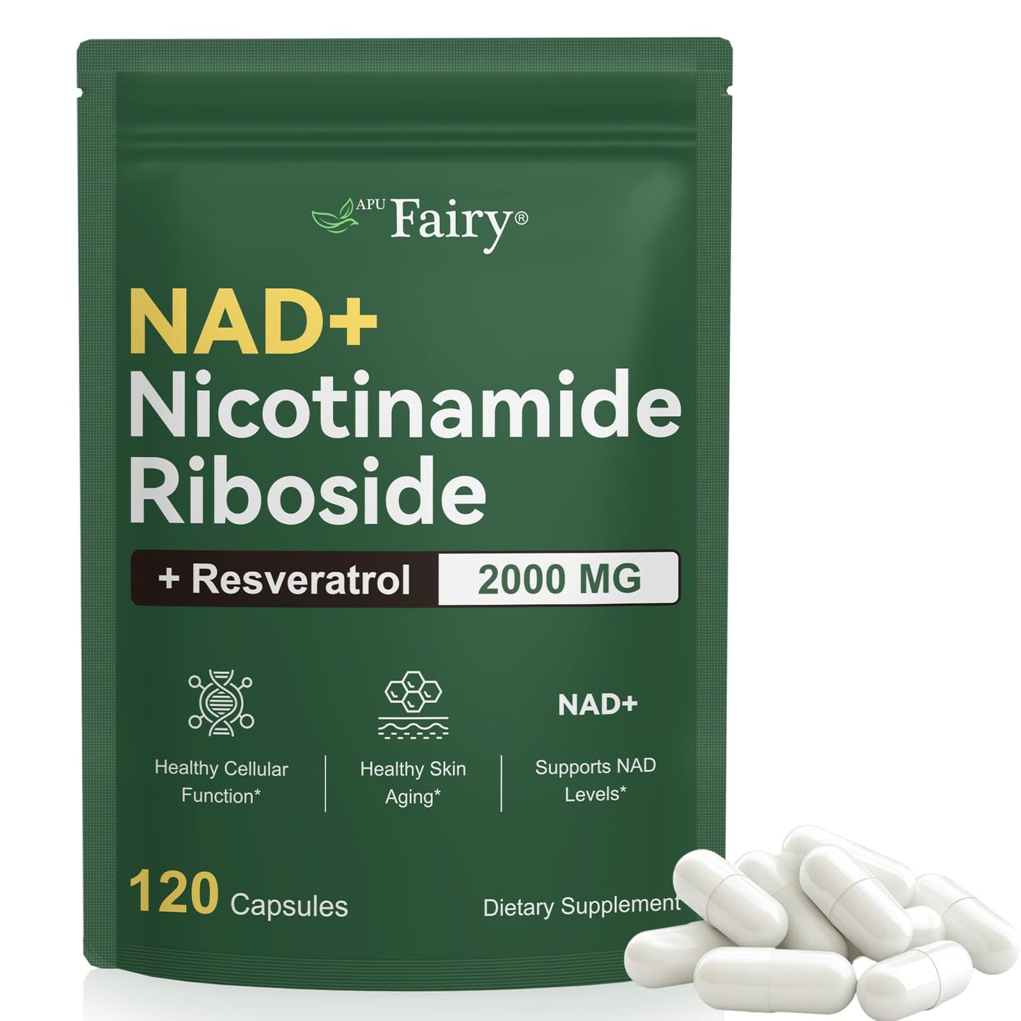 APU.Fairy NAD Supplement | Liposomal NAD with Nicotinamide Riboside & Resveratrol - 120 Capsules
