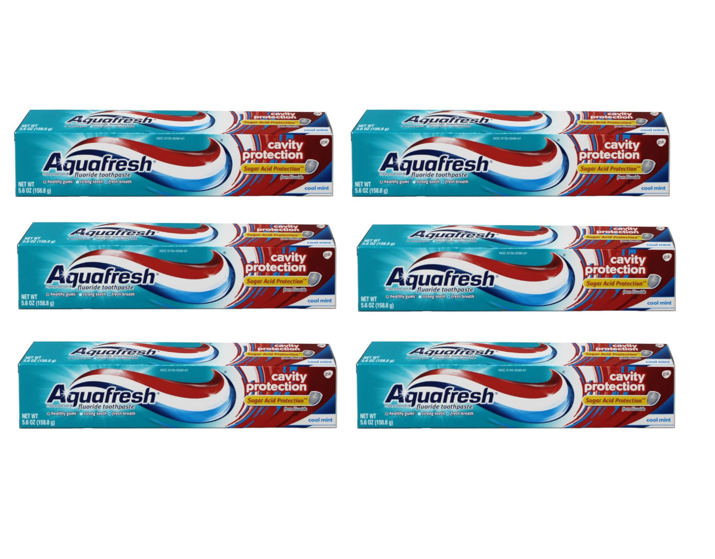 Aquafresh Cavity Protection Toothpaste Cool Mint 5.6 oz Pack of 6